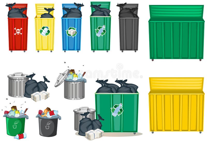 Diverso tamaño de trashcan ilustración del vector Diverso tamaño de trashcan ilustración del vector