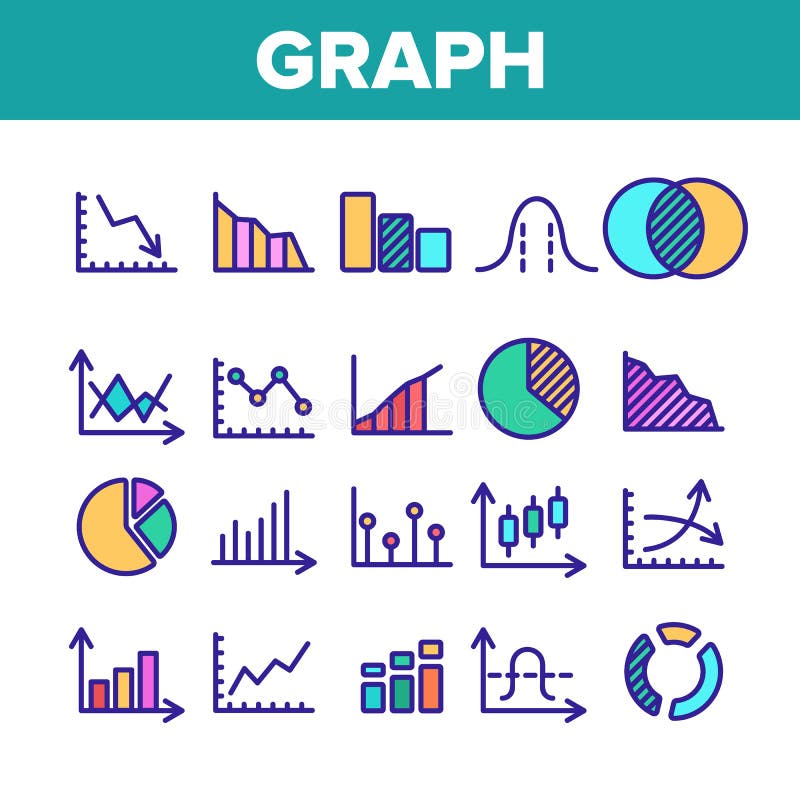 Diverso vector del sistema de los iconos de la muestra del gráfico del color ilustración del vector Diverso vector del sistema de los iconos de la muestra del gráfico del color ilustración del vector