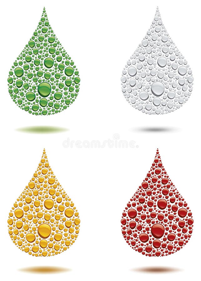 Diversos descensos del agua del color que crean descenso grande stock de ilustración