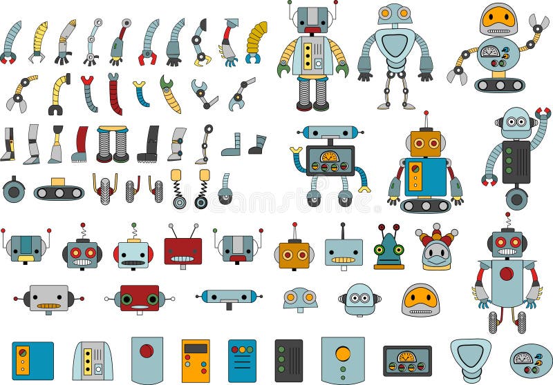 Diversos robots y recambios para su propio robot