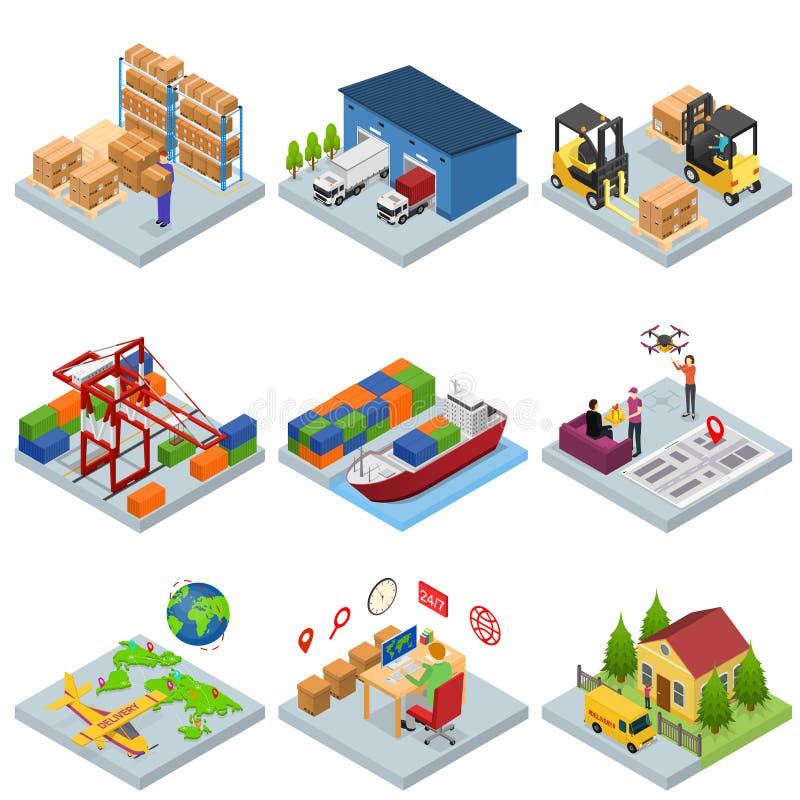 Diversos tipos iconos de Warehouse 3d fijaron la visión isométrica Vector libre illustration Diversos tipos iconos de Warehouse 3d fijaron la visión isométrica Vector libre illustration