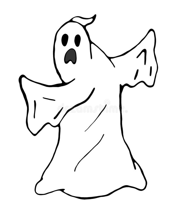 Divertente del fantasma spaventato una 2D illustrazione isolata su fondo bianco illustrazione vettoriale Divertente del fantasma spaventato una 2D illustrazione isolata su fondo bianco illustrazione vettoriale