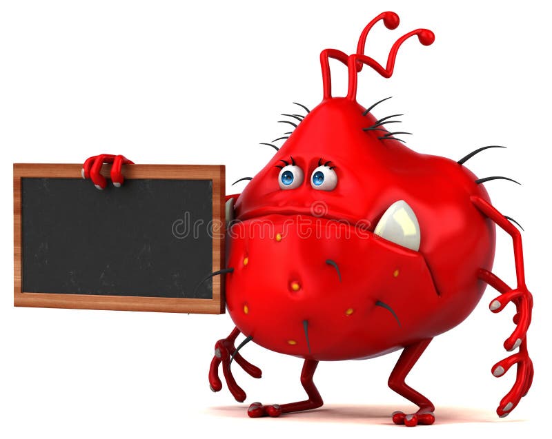 Divertente mostro a batteri 3D con lavagna illustrazione di stock