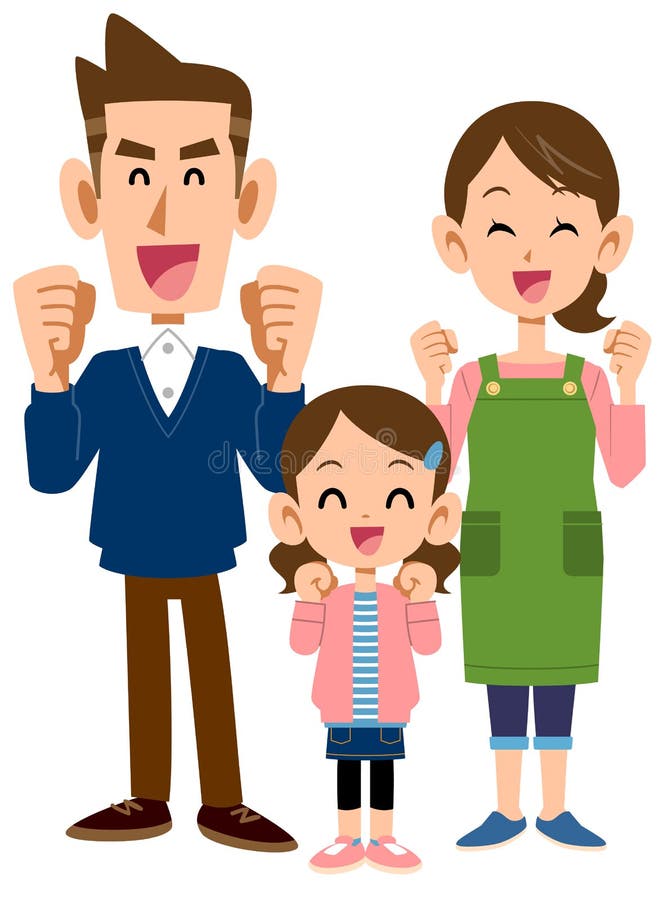 Divertimento tre persone in famiglia, genitori e figlia illustrazione di stock Divertimento tre persone in famiglia, genitori e figlia illustrazione di stock