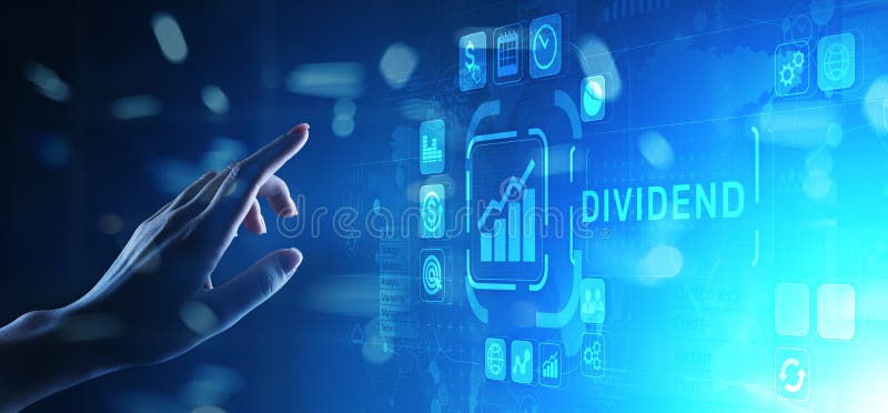 Dividendenknoop op het virtuele scherm Terugkeer op Investeringsroi financieel bedrijfsrijkdomconcept royalty-vrije stock foto Dividendenknoop op het virtuele scherm Terugkeer op Investeringsroi financieel bedrijfsrijkdomconcept royalty-vrije stock foto