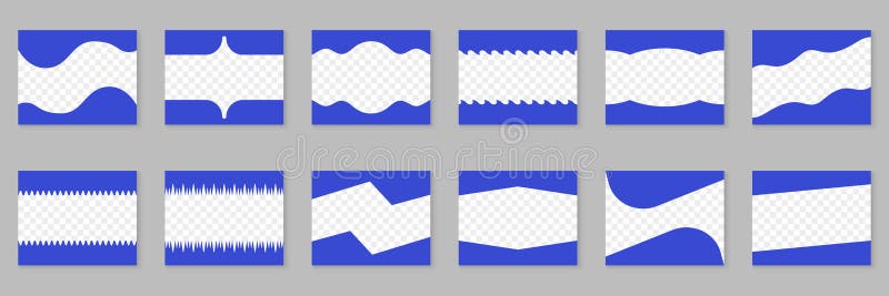 Divider Shapes for Websites Collection. Abstract Design Elements for Header and Bottom Section. Wave Shapes, Curve Frame stock illustration