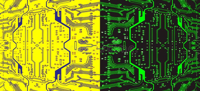 Dividido no meio teste padrão simétrico colorido a da placa de circuito ilustração do vetor Dividido no meio teste padrão simétrico colorido a da placa de circuito ilustração do vetor