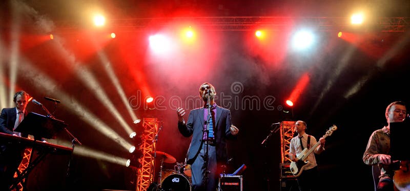 BILBAO, SPAIN - OCT 31: The Divine Comedy (chamber pop band) live performance at Bime Festival on October 31, 2014 in Bilbao, Spain.