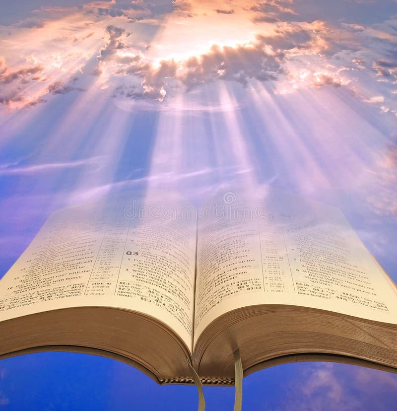 Concept photo of beams of light shining on open bible pages depicting spiritual light for mankind!. Concept photo of beams of light shining on open bible pages depicting spiritual light for mankind!