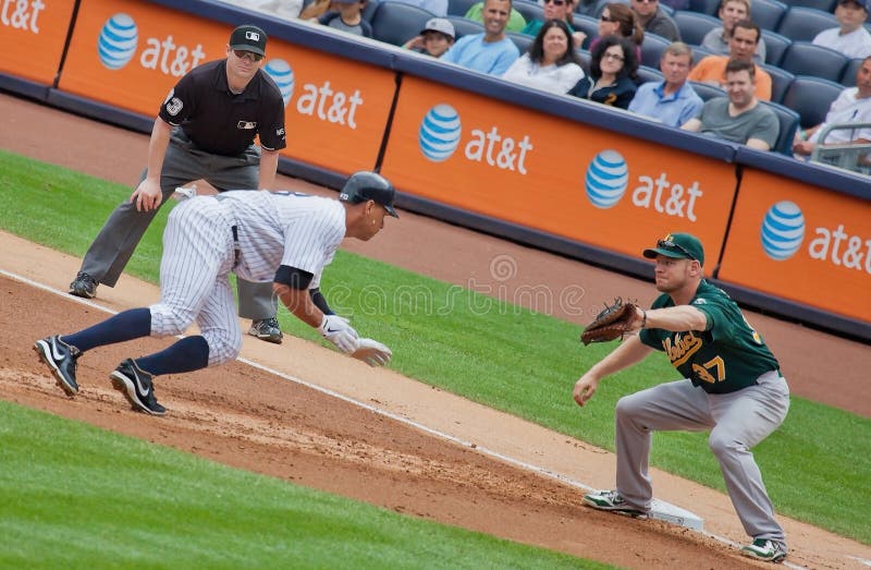Diving Back To the Bag at Yankee Stadium Editorial Stock Photo Image