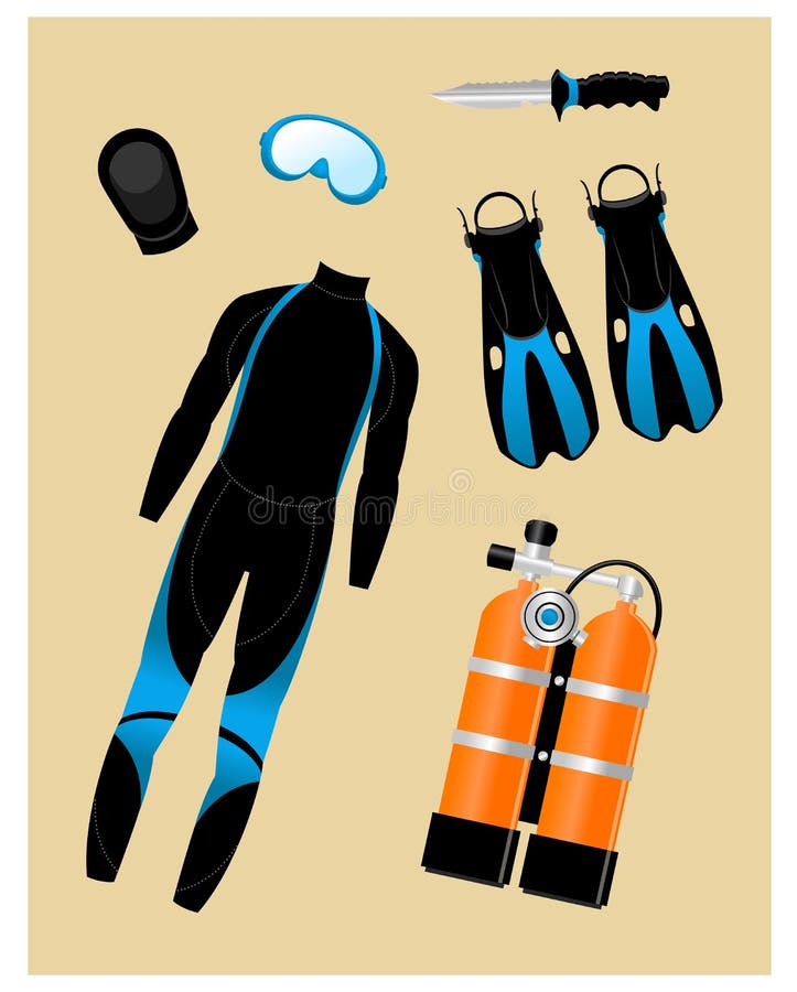 Diving Equipment Set stock vector. Illustration of water 54507533