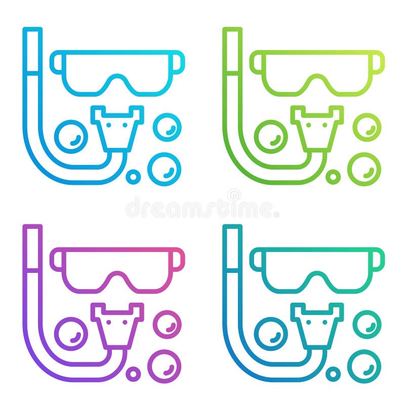 Diving icon gradient line logo isolated on white. stock illustration