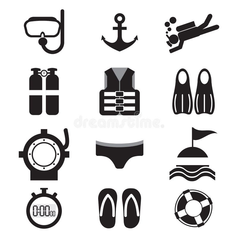 Diving Icon Set royalty free illustration