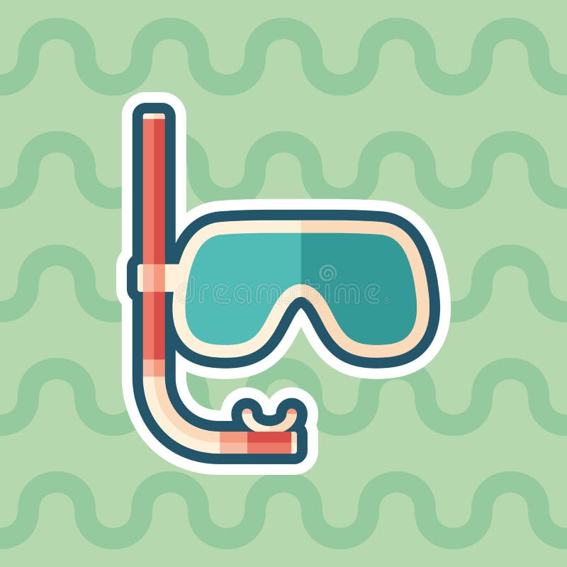 Diving mask with snorkel sticker flat icon with color background. royalty free illustration Diving mask with snorkel sticker flat icon with color background. royalty free illustration