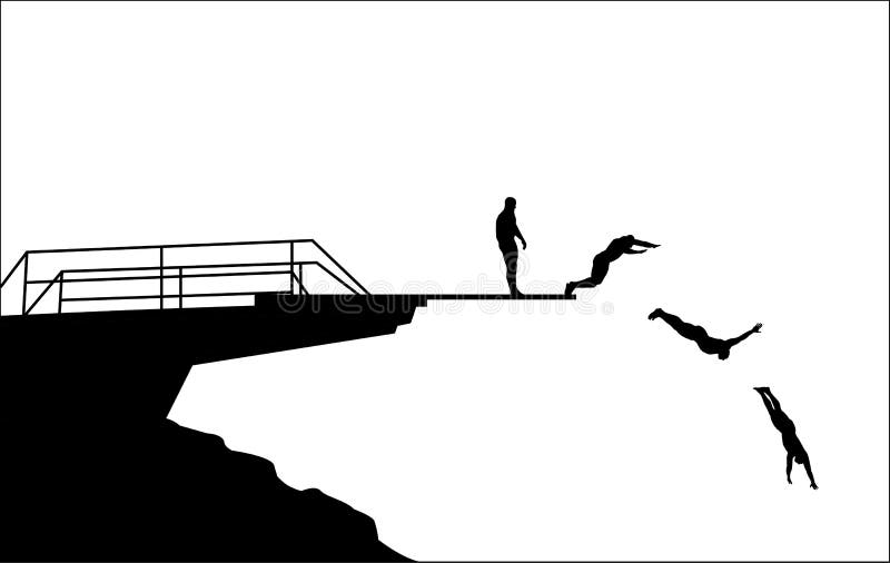 Diving silhouettes stock vector. Illustration of lifestyle 33559805