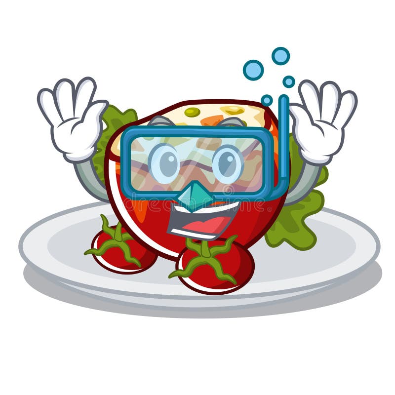 Diving stuffed tomatoes isolated in the mascot royalty free illustration Diving stuffed tomatoes isolated in the mascot royalty free illustration