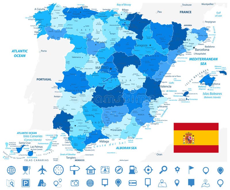 Portugal Mapa Divisões Administrativas e Estradas imagem vetorial