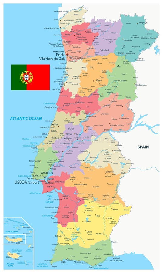 Mapa de Portugal - Mapa detalhado de Portugal (Sul da Europa