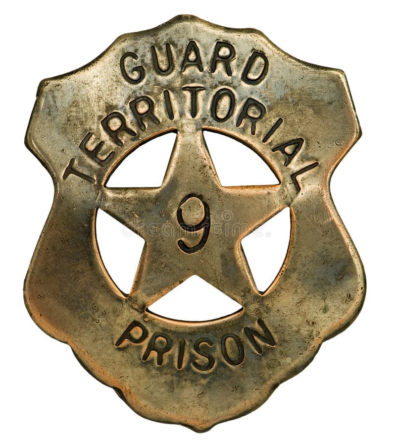 Old-fashioned badge worn by prison guards at the Yuma Territorial Prison in Arizona of the American wild west. Old-fashioned badge worn by prison guards at the Yuma Territorial Prison in Arizona of the American wild west.