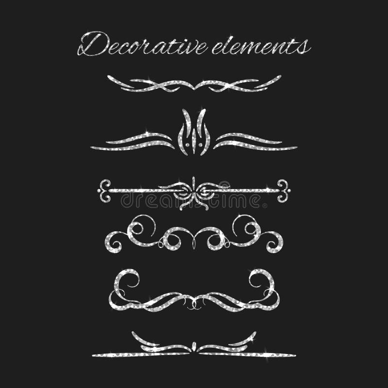 Diviseurs argentés des textes réglés Éléments décoratifs ornementaux Conception fleurie d'éléments de vecteur Flourishes argentés illustration de vecteur Diviseurs argentés des textes réglés Éléments décoratifs ornementaux Conception fleurie d'éléments de vecteur Flourishes argentés illustration de vecteur