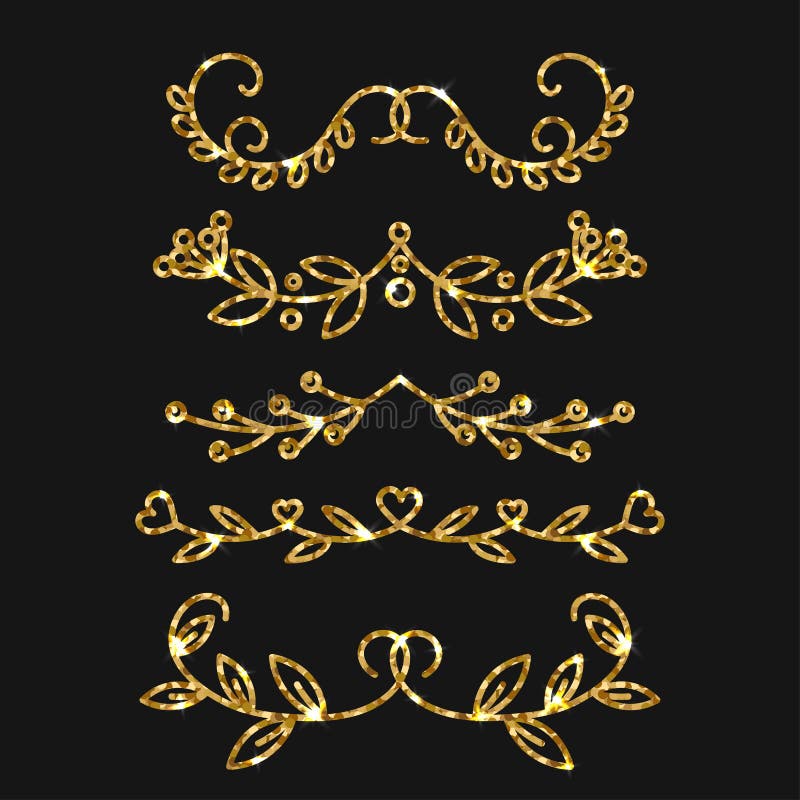 Diviseurs réglés Conception fleurie d'or de vecteur Flourishes d'or illustration libre de droits Diviseurs réglés Conception fleurie d'or de vecteur Flourishes d'or illustration libre de droits