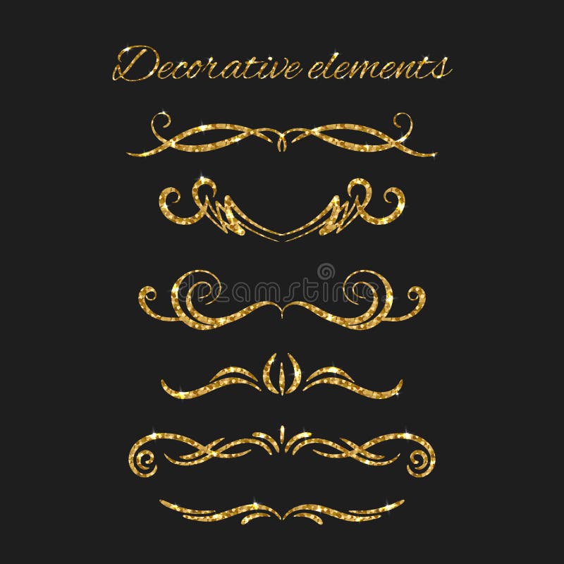 Divisores do texto do ouro ajustados Elementos decorativos decorativos ilustração royalty free Divisores do texto do ouro ajustados Elementos decorativos decorativos ilustração royalty free