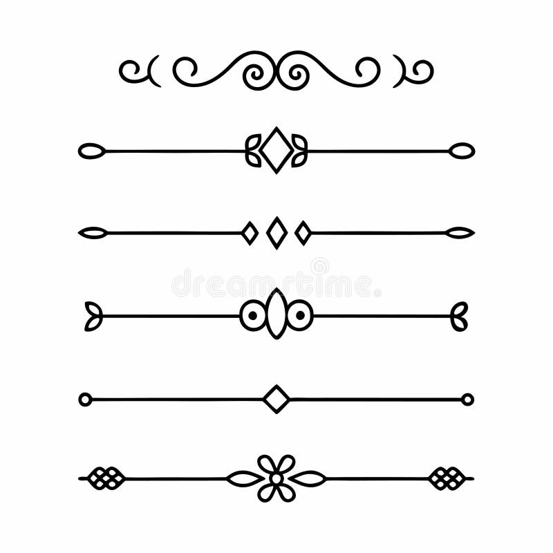 Divisori di linea a manoDisegnata con elementi a cuore e freccia floreali illustrazione vettoriale