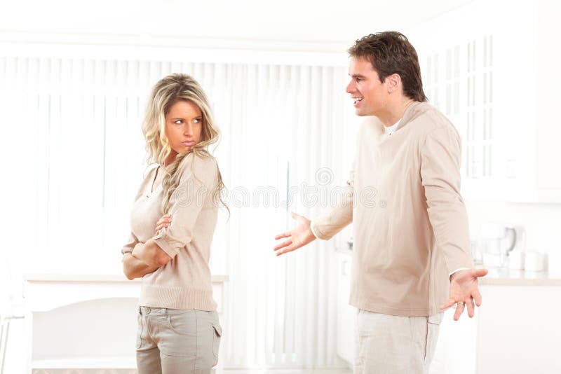 Angry couple at home. Divorce