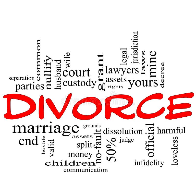 Divorce Word Cloud Concept Scribble in Red