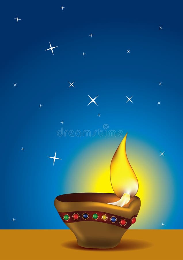 Happy Diwali Diya - Black and Vibrant Colour Background 