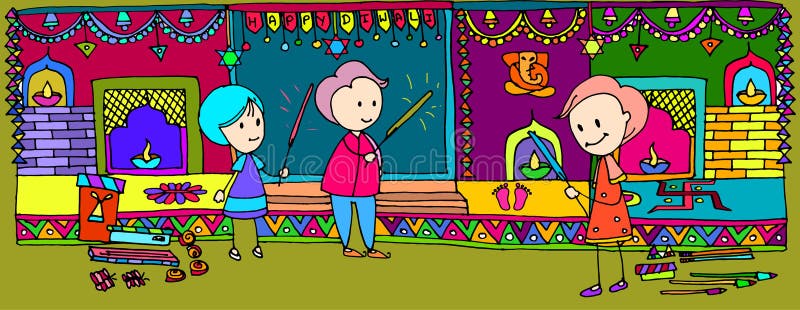 Diwali festival illustration for children book It can be print to any material