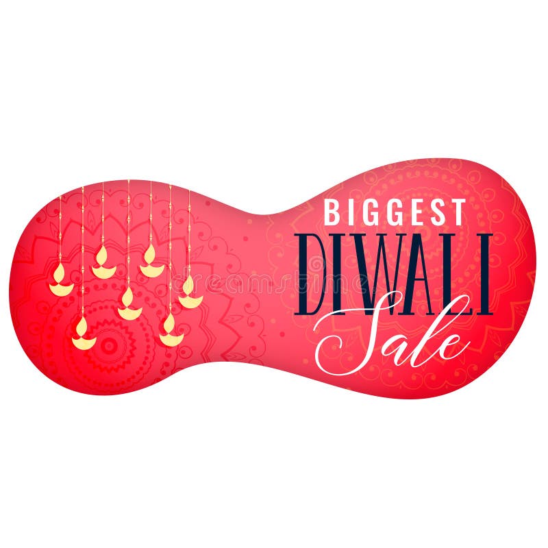 Diwali sale banner with hanging diya art.