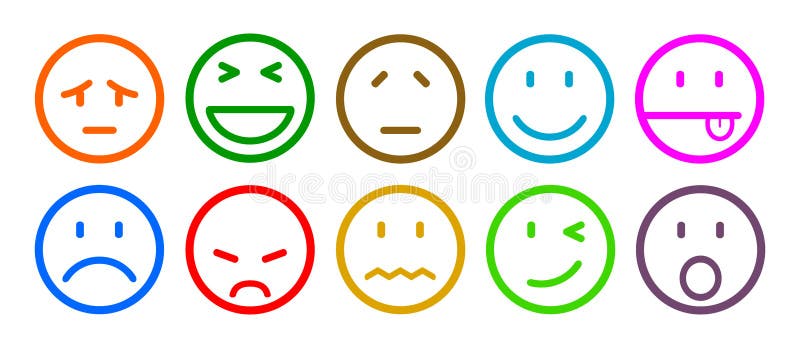 Dix smilies, ont placé l'émotion souriante, par des smilies, des émoticônes de bande dessinée - vecteur illustration libre de droits Dix smilies, ont placé l'émotion souriante, par des smilies, des émoticônes de bande dessinée - vecteur illustration libre de droits
