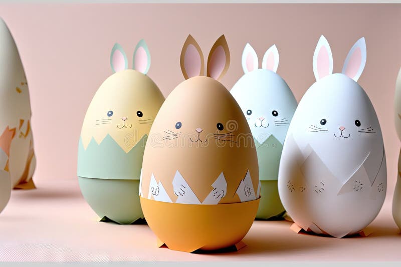 DIY Bunny Paper Easter Eggs. Easter Concept Stock Illustration