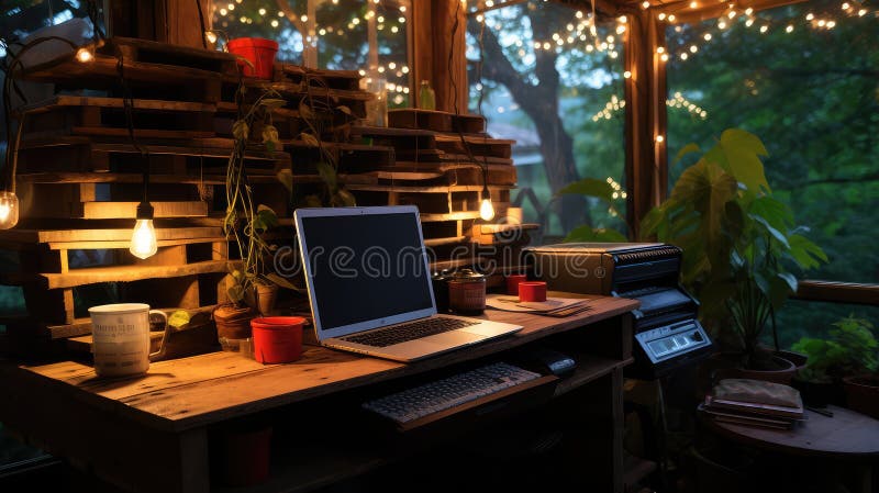 Diy computer table vector illustration