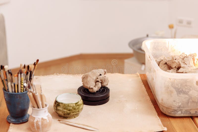 DIY Creating a Cup from Clay by Hand Molding. Step 1 Stock Image