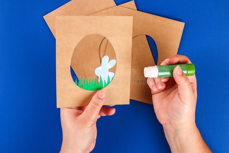 Diy Easter Cards From Paper. Volume Greeting Cards With A Bunny, Egg On
