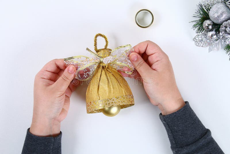 DIY Gold Bell From A Plastic Bottle. Guide On The Photo How To Make A Decorative Bell From A ...
