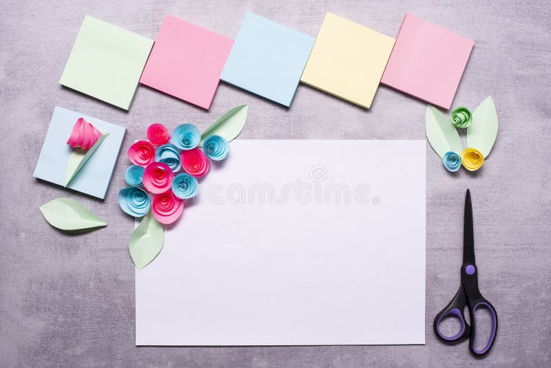 Quilling Technique Making Decorations Or Greeting Card Paper Strips Flower  Scissors Handmade Crafts On Holiday Birthday Mothers Or Fathers Day March 8  Wedding Childrens Diy Concept Stock Photo - Download Image Now - iStock