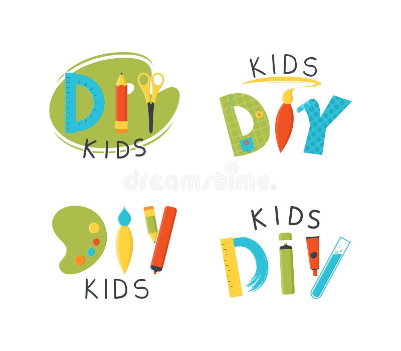 DIY kids logo template stock vector. Illustration of background - 168603271
