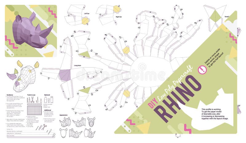 Diy-papp, noshörning royaltyfri illustrationer