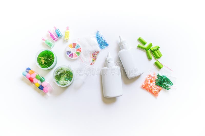 DIY Slime. Ingredients and Decorations for Slimes Stock Image - Image of  glitter, cute: 178141269