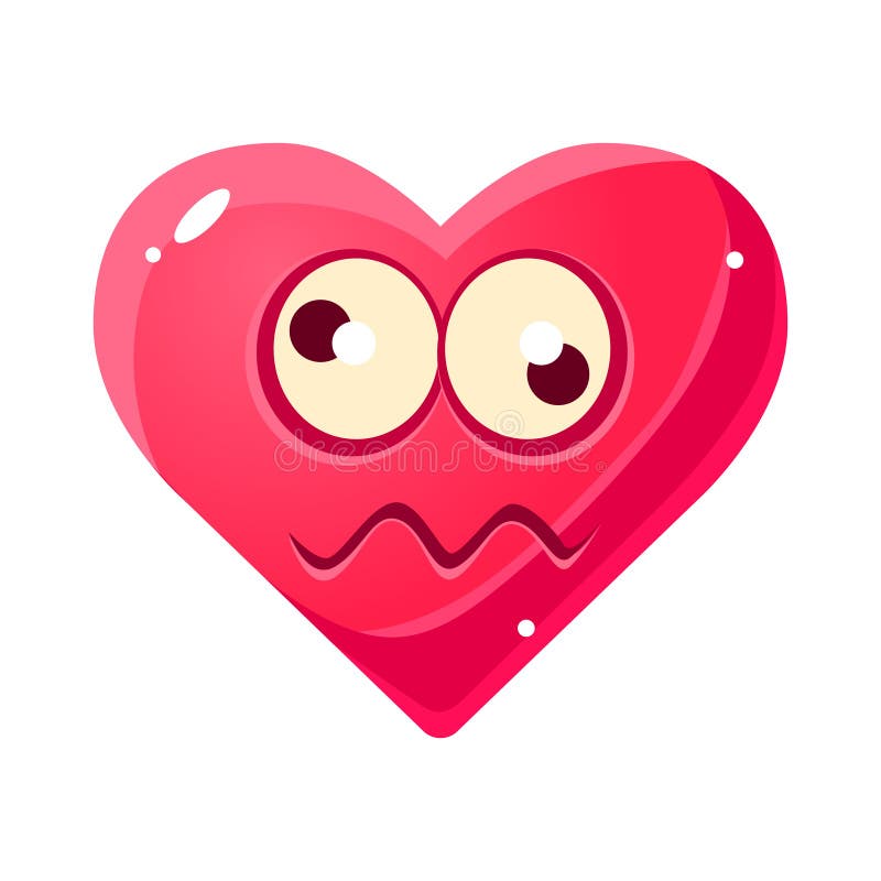 Dizzy Emoji, Pink Heart Emotional Facial Expression Isolated Icon With Love Symbol Emoticon Cartoon Character