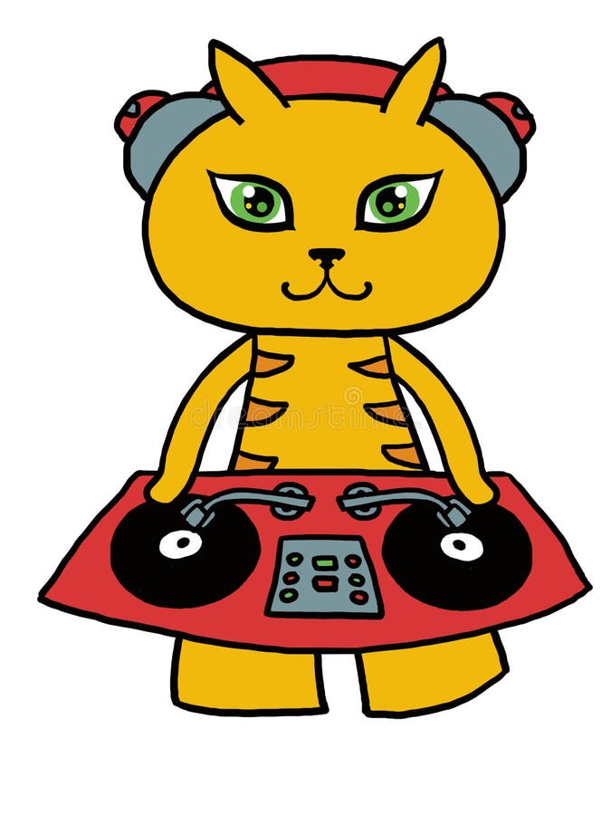 DJ Cat stock illustration. Illustration of present, gift - 3268123