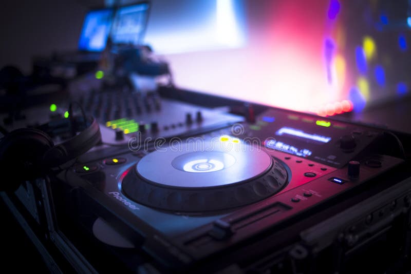 DJ console mixing desk Ibiza house music party nightclub royalty free stock photography DJ console mixing desk Ibiza house music party nightclub royalty free stock photography