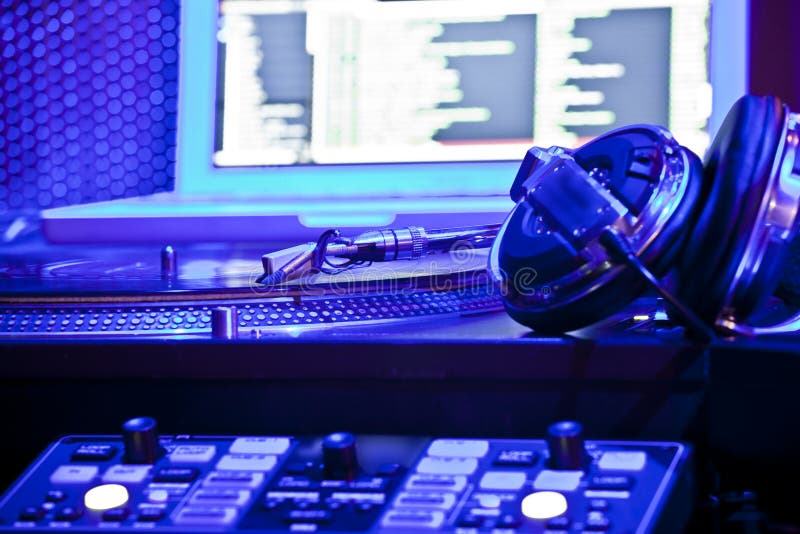 DJ equipment stock photo. Image of purple, light, lights 13347798