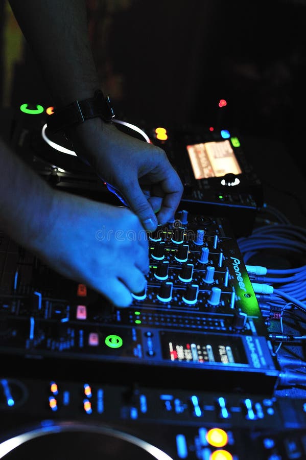 Dj mixer console at work stock photo. Image of club, life 25534760