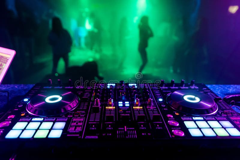 DJ Mixer in the Booth on the Background of the Dance Floor Stock Image -  Image of disco, professional: 175277625