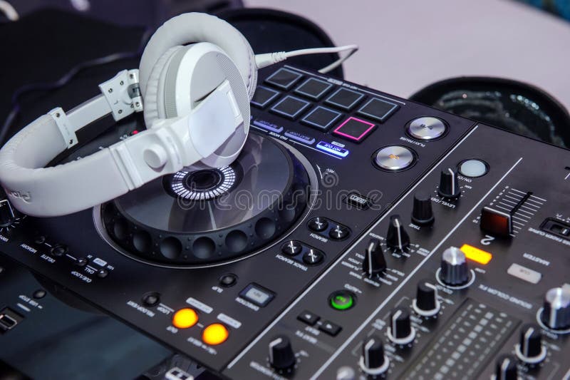 Dj Mixer with Headphones at a Stock Photo Image of clubbing