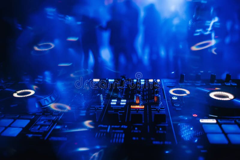DJ Mixer on the Table Background the Night Club Stock Photo Image of